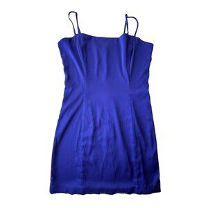 Aritzia Sunday Best Slip Dress Blue Mini Size 10 Spaghetti Strap Satin Look Blue